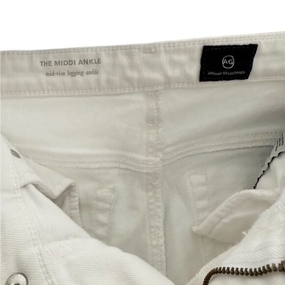 AG Adriano Goldschmied White Mid Rise Frayed Ankle Legging Jean - Picture 7 of 9